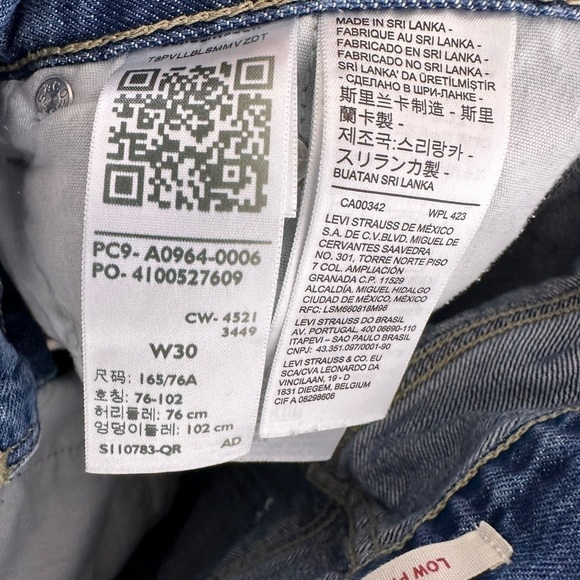 Levi’s Womens Low Pro Straight Jeans Size 30 Blue Medium Wash Distressed Cotton - Picture 7 of 10